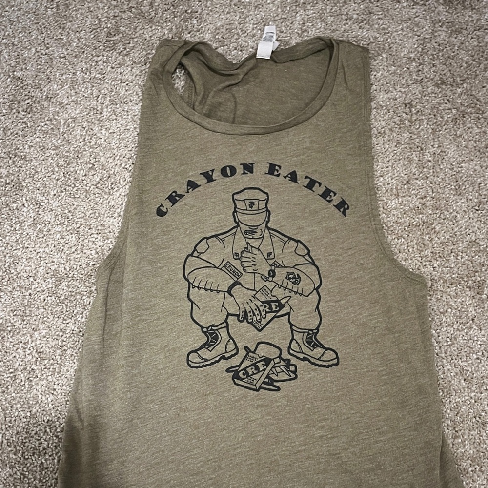 Olive Green Graphic Tank Top